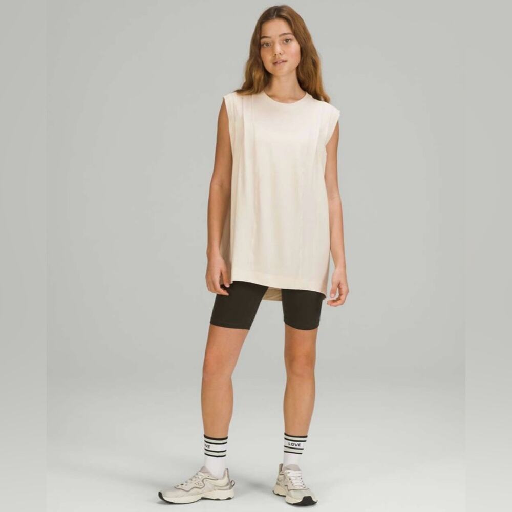 NWT New Lululemon Modal Pleated Shoulder Tank Top in White Opal Size 12